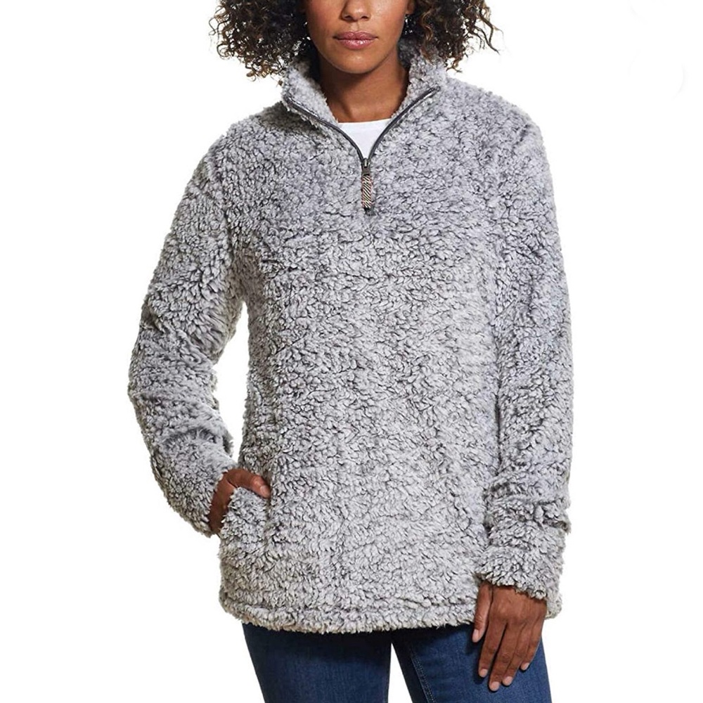 Weatherproof Vintage Sherpa Quarter Zip Pullover Gray XXL